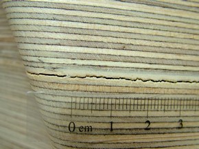 Figure 3 - Smaller splits along the edge of proper right foot of the short, open side of the table. Photography by Kerstin Wadewitz