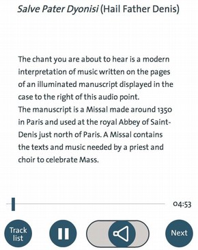 Figure 6 - Information screen for the audio point in Room 9 at the V&A