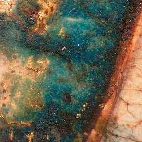 Figure 2. Photomicrograph of scraped down azurite (Photography by Rachel Turnbull)
