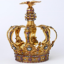 Crown, Portugal, about 1760, gold, diamonds, emeralds, rubies. Museum no. LOAN:GILBERT.69:1 to 2-2008, The Rosalinde and Arthur Gilbert Collection on loan to the Victoria and Albert Museum, London, © Victoria and Albert Museum, London