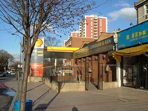 Existing mosque and garage, Lewisham. Photograph © Makespacearchitects