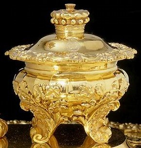 Detail of the Castlereagh Inkstand showing the inkpot
