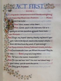 'The Tempest', calligraphic manuscript by Graily Hewitt (scribe) & Ida Henstock (illuminator), 1930s. NAL Reference no. MSL/1946/1801, pressmark: KRP.A.35