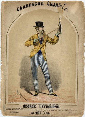 Music sheet cover for 'Champagne Charlie', sung and written by George Leybourne, around 1860. Museum no. S.2778-1986