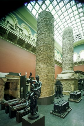 Plaster cast of Trajan's column, original in Rome, Italy, AD 113, cast by Oudry, about 1864, Museum no. 1864-128, Room 46a