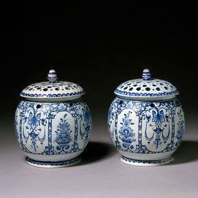 Pot pourri vases, Rouen, France, about 1710. Museum no. 440-1870
