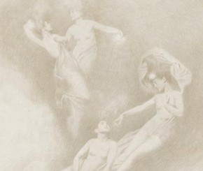 The Stars, Four Female Figures Among Clouds, Charles Prosper Sainton, late 19th or early 20th century. Museum no. E.1232- 1948