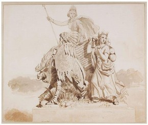 John Bell, Drawing for Sculpture of 'America', 1864. Museum no. E.546-2008