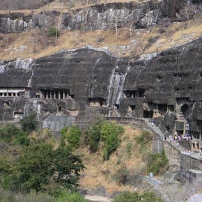 Buddhist caves at Ajanta, 2005 Photograph: Soman/Wikipedia Commons, 2005