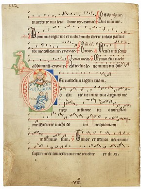 'Domine ne in ira tua', leaf from a choirbook, Germany or northern Netherlands, about 1250. Museum no. 1517