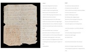 Manuscript written by Jacob Arend, as found inside the writing cabinet (recto)