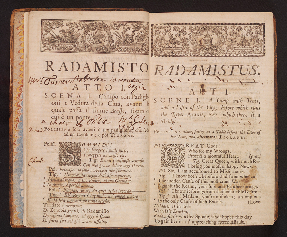 Figure 1. Radamisto, prompt book, George Frideric Handel and Nicola Haym, 1720. Museum no. S.501-1985 © Victoria and Albert Museum, London