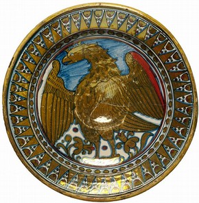 Dish with a crowned eagle, Dish with a crowned eagle. Museum no. 7683-1861