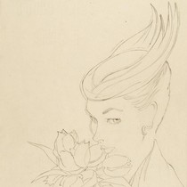 Sigrid Hunt, pencil sketch, Britain, 1954. Museum no. E.687-1986