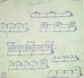 Designs for ornamental roof tiles, Harry Stuart Goodhart-Rendel, about 1930. RIBA No. PB371/66 (1)