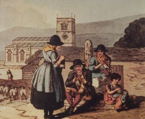 'A group of people knitting'. Museum no. 507.C.37