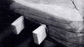 Fig. 5 Wedges cut and fitted to secure corner of frame