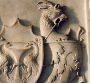 Figure 5 - Bongianni arms on side of Santa Chiara High Altarpiece, V&A, Gallery 50B. Photograph: Donal Cooper