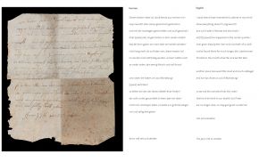 Manuscript written by Jacob Arend, as found inside the writing cabinet (verso)