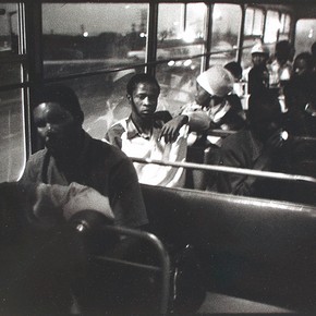 'Travelling out of Pretoria on the 7 pm Marabastad - Wolwerkraal Bus', photograph, David Goldblatt, 1984. Museum no. Ph.66-1987