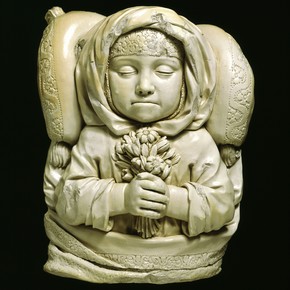 Salt-glazed stoneware hand-modelled effigy of Lydia Dwight, by the Fulham Pottery, London, England, UK, about 1673. Museum no. 1055-1871