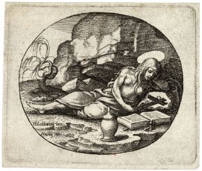 The Penitent Magdalene, print, Wenceslaus Hollar after Holbein, England, 1638, etching. University of Toronto