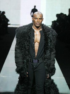 Sean 'Diddy' Combs for Sean John, jumpsuit and fur-trimmed coat, Autumn/Winter 2003-4, photograph courtesy of Sean 'Diddy' Combs for Sean John