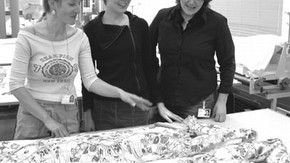 BlythFrom left to right: Gordana Car, Textile Conservation Intern; Melanie Nief, Paper Conservation Intern; Ailke Schroeder, Painting Conservation Intern. Photography by Val Blyth