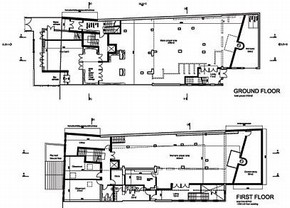 Ground floor and first floor plans for proposed mosque, Lewisham. © Makespacearchitects