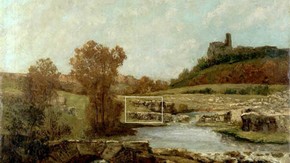 Gustave Courbet Landscape with The Châtel St. Denis, Scey-en-Verais 1873 Oil on canvas. Click to enlarge