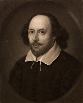 Print of William Shakespeare by Samuel Cousins, 1849. Museum no. DYCE.3164