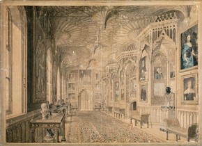 The Gallery at Strawberry Hill watercolour, Thomas Sandby, 1781, Museum no. D.1837-1904