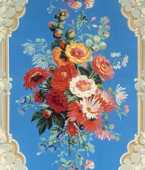 Wallpaper framed by rococo pilaster motifs, about 1850-60. Museum no. E.771-1955