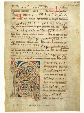 'Laudate Dominum', leaf from a choirbook, Germany, about 1250. Museum no. 244.2