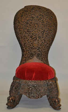  Figure 3 - Chair after treatment showing fabric attached to carbon fibre cap. Photography by Alexander Jolliffe