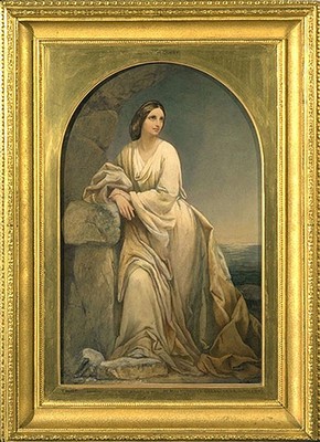 'The Momentous Question', watercolour by Sarah Setchel, exhibited 1842. Museum no. 983-1900. Bequeathed by Henry Vaughan