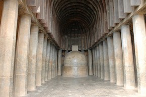 Stupa in main prayer hall, Bhaja
