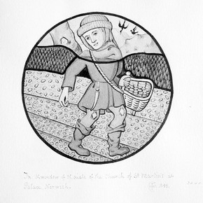 Figure 2. Drawing by C.J.W.Winter illustrating an October Labour from the church of StMartin’s-at-Palace, Norwich, 1849.  Museum no. 3440-8. The church was later destroyed. Photography by Sherrie Eatman