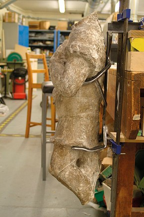 Figure 4. Trial run of mount for headless figure (Photography by John Dowling)