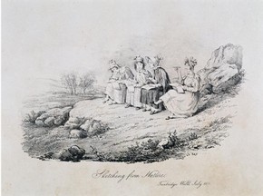 'Sketching from nature', lithograph by unknown artist, England, about 1830. Museum no. E.223-2002