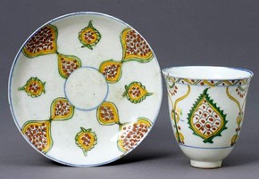 Figure 10 - Coffee cup and saucer, 1700-1800, Kütayha, Turkey. Museum no. 607 & A-1874