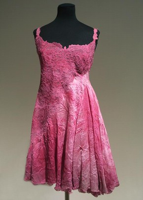 Dress, Spring-Summer 1994, Versace, 'crumpled' tie-dyed silk with machine-made lace