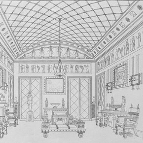 'The Egyptian Room', Plate 8, 'Household Furniture & Interior Decoration', by Thomas Hope, London, UK, 1807. NAL Pressmark 57.Q.1