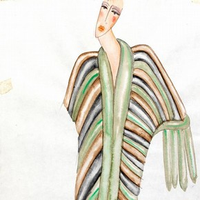 Zandra Rhodes (b.1940), design for a fur coat, London, 1970s. Museum no. C.286-1974.