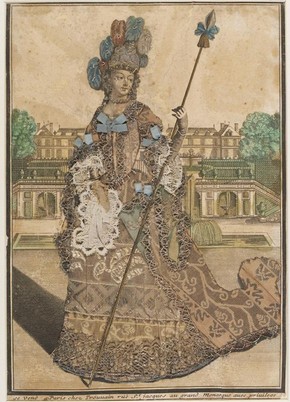 Figure 4 - Engraving, unknown woman with spear, Antoine Trouvain, late 17th century. Museum no. 1196-1875