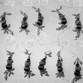 Figure 1. The tassels - taken off and carefully documented to ensure the correst re-attachment after the skirt was cleaned.