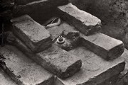 Excavation of relic casket, Kapilavastu. Photograph © John Huntington