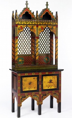 Victorian Gothic revival tall cabinet, England, c.1870-1880. Museum no. W.24-1972