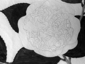 Figure 3. ‘Camellias’, detail of under-drawing as revealed by near infra-red examination using multispectral imaging. Photography by Andrei Lucian, NTU