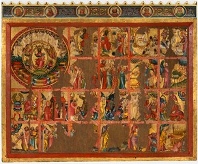 Central panel from an altarpiece depicting the Apocalypse, by Master Bertram, Hamburg, Germany, about 1380. Museum no. 5940-1859